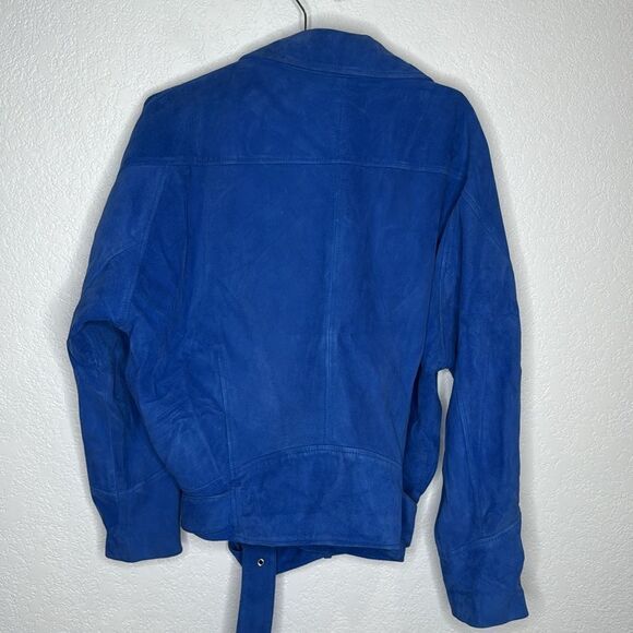 NWT BLUE Free People Drapey Suede Moto Jacket Large - Picture 7 of 16